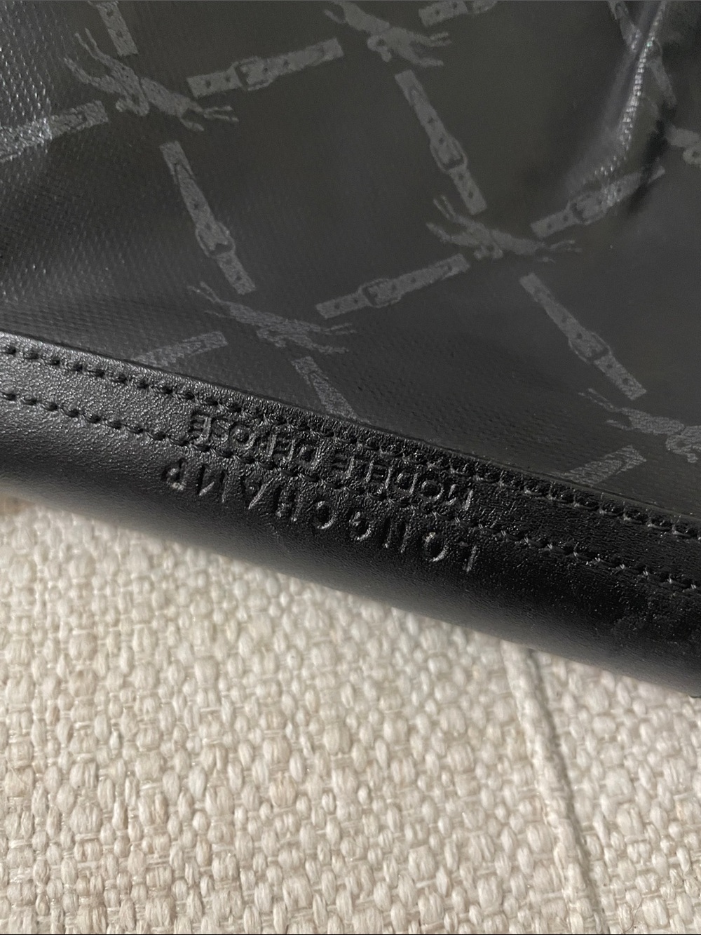 Longchamp Black Leather-Trimmed Tote with Printed Nylon - Picture 8 of 14